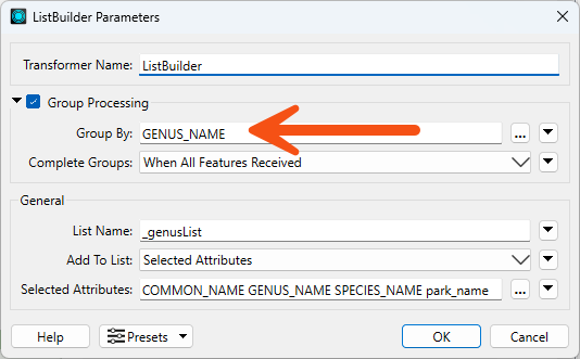 Configuring the ListBuilder